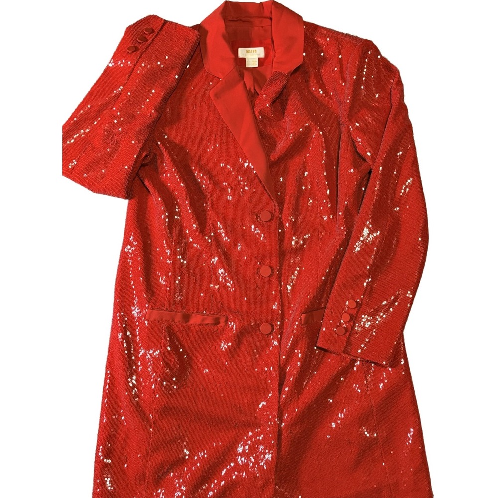 Maeve Sequin Embellished Blazer Red US 10 Women's Party Cocktail Jacket